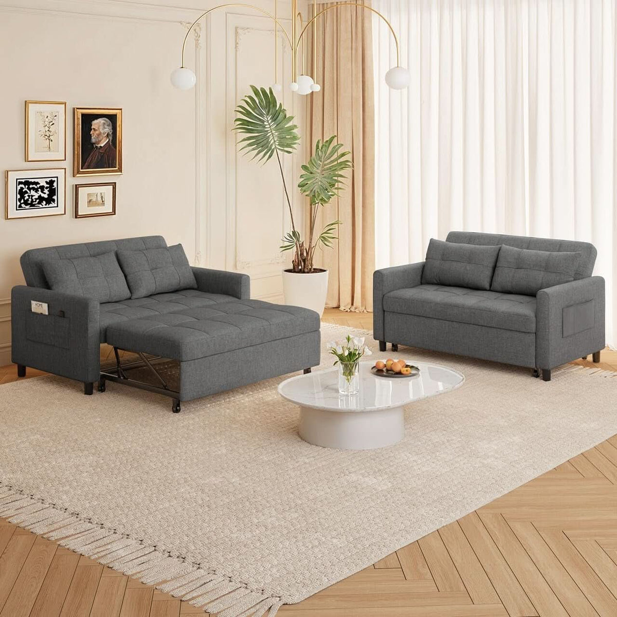 3 In 1 Convertible Sleeper Sofa Bed For Space Saving
