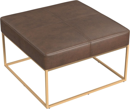 Decorative Large Golden Metal Ottoman Includes Base