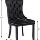 Black Velvet Dining Chairs Set of 4 with Solid Wood Legs