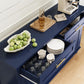 Contemporary Blue Fluted Sideboard Buffet Cabinet Storage