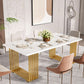 White Gold Wood Dining Table 70 Inch Rectangular For Dining Room-2