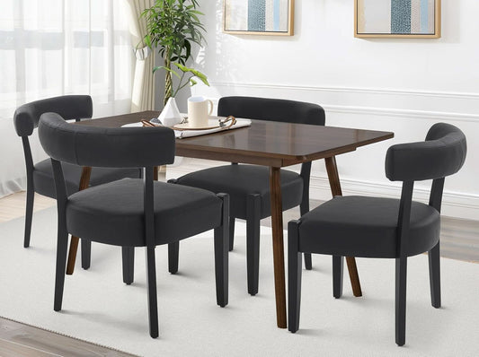 Black Faux Leather Dining Chairs Cushioned Seating