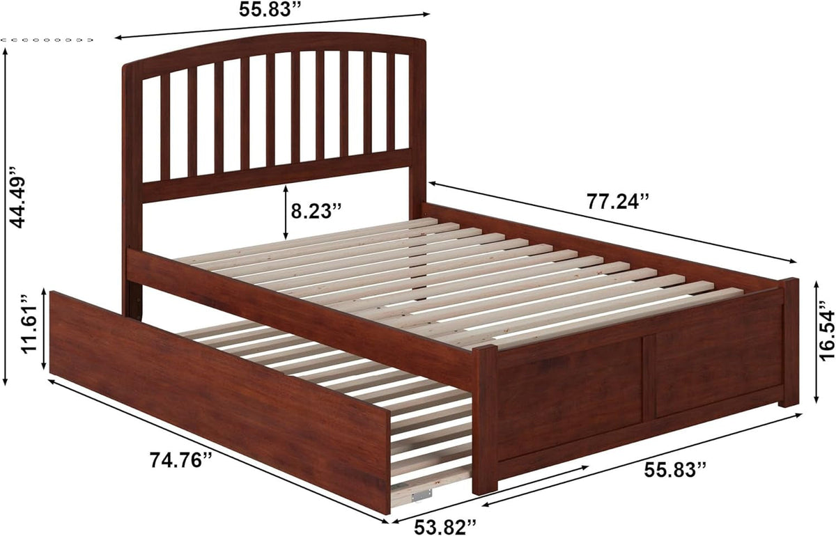 Richmond Walnut Fullsize Platform Bed With Trundle