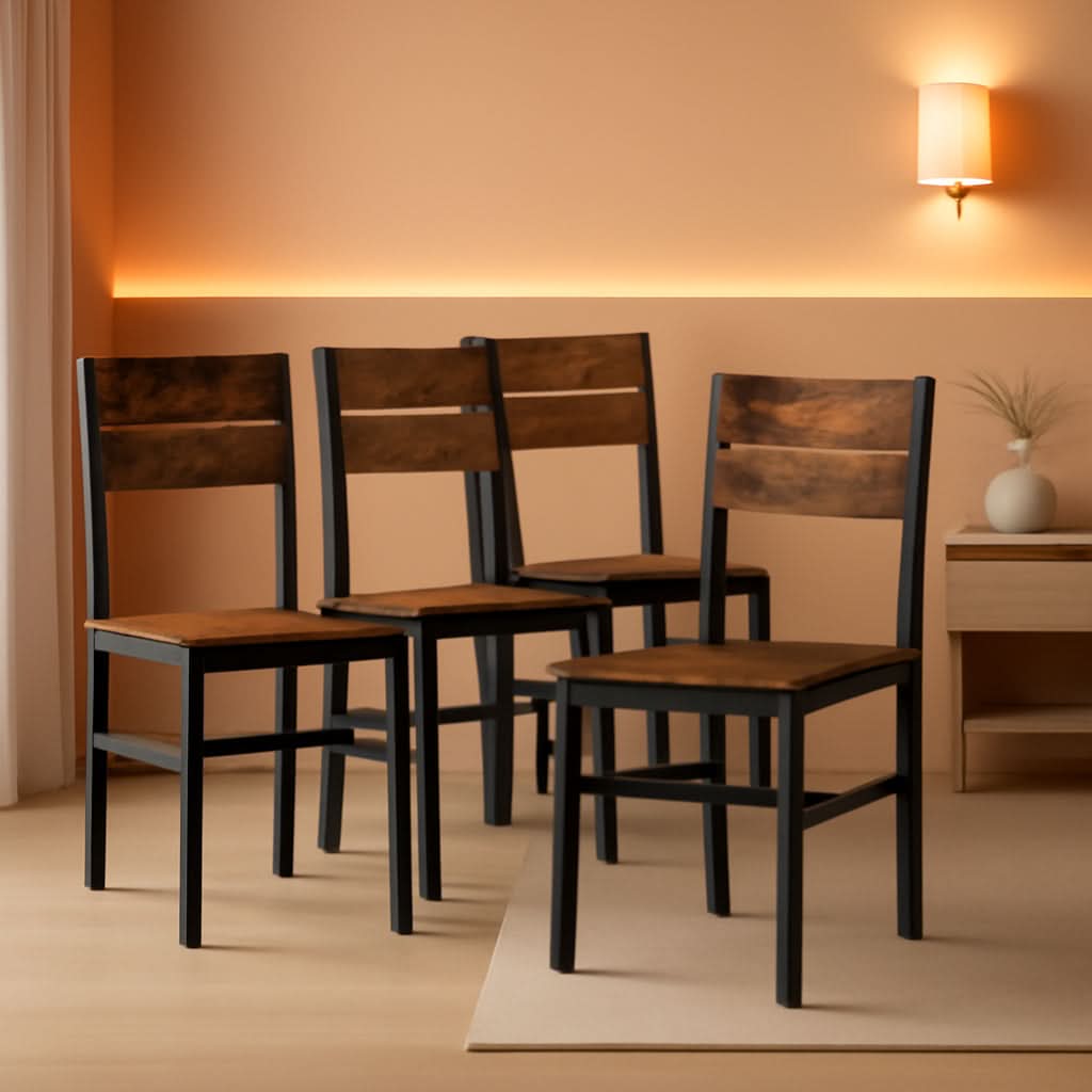 Rustic Wooden Dining Chairs With Ergonomic Backrests