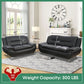 Leather Sofa Set 3 Piece Black Living Room Furniture