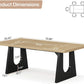Oak And Black Rustic Dining Table 70.9 Inch For 6 To 8 People