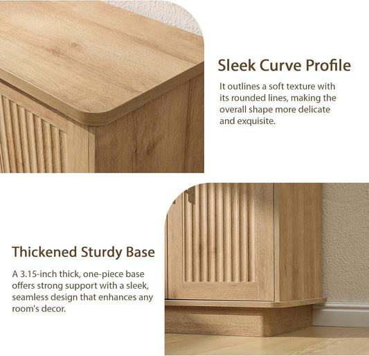 Oak Fluted Sideboard Buffet With Adjustable Shelves