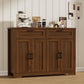Farmhouse Fluted Walnut Sideboard Cabinet With Drawers