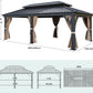 12x20ft Gazebo Hardtop Canopy Aluminum Frame Brown