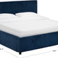 Navy Corduroy Queen Bed With Headboard Tufting Detail-2