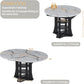Extendable Dining Table 43 To 59 White Faux Marble Oval