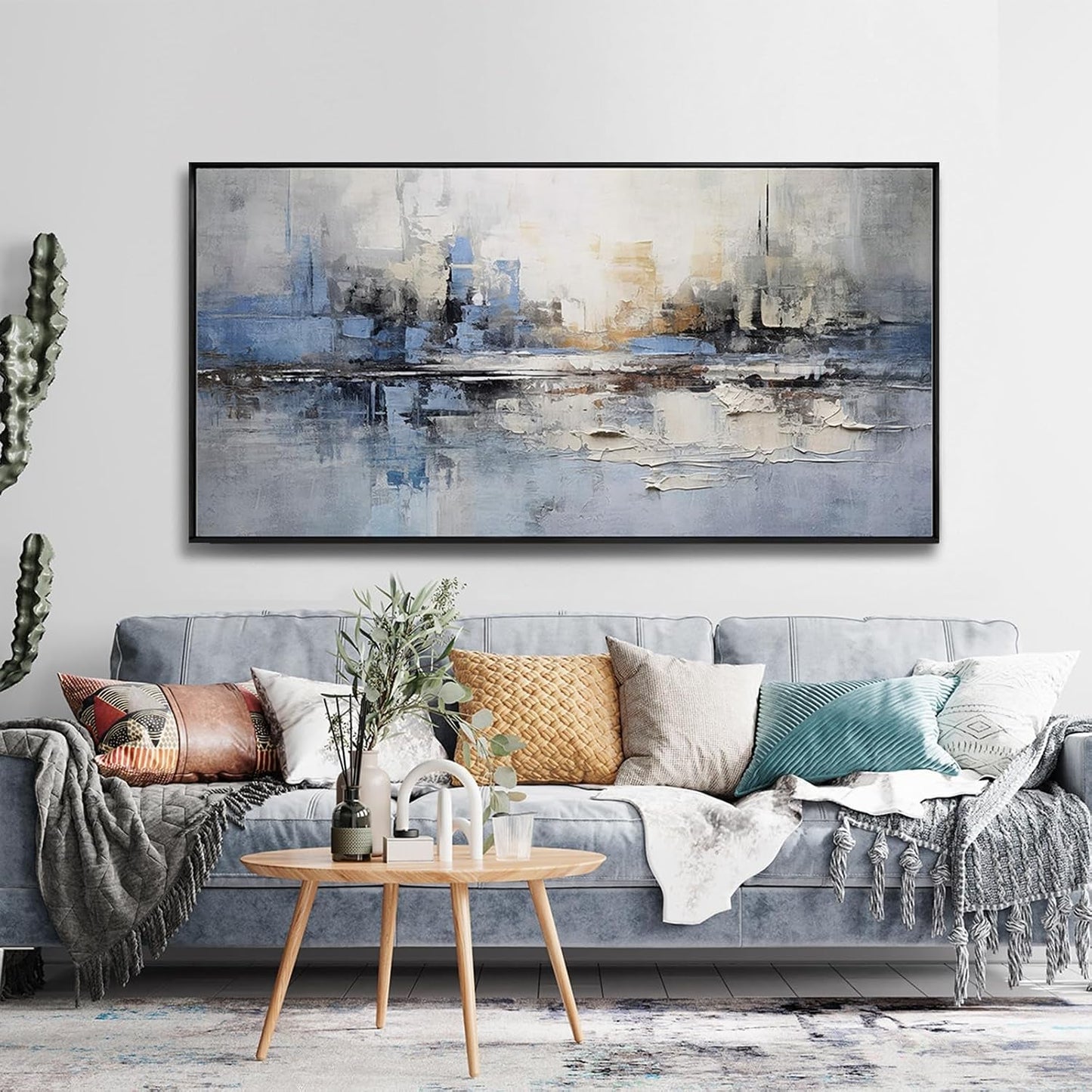 Blue Gray GalleryStandard Canvas Framed WallArt 20x40