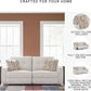 Beige Manual Reclining Sofa Featuring Plush Tufting