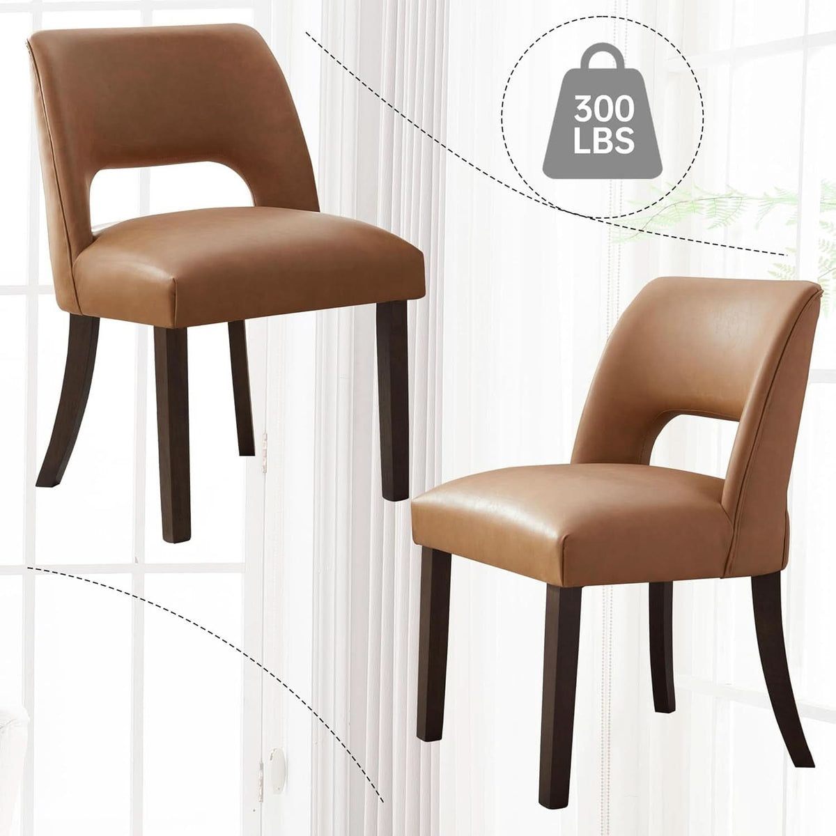 Brown Faux Leather Dining Chair Set Of 2 Upholstered