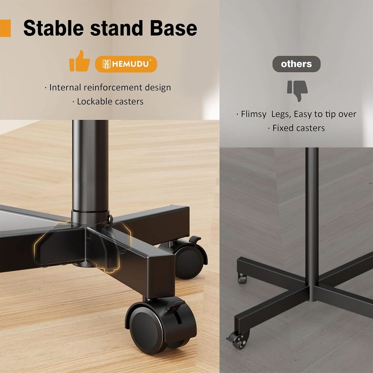 Universal Mobile TV Stand Featuring Adjustable Height
