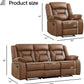 Brown Faux Leather Recliner Sofa Set Luxury Living Room Furniture