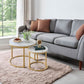 White Nesting Circular Coffee Tables Marble Pattern