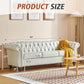 3 Piece Living Room Set Chesterfield Faux Leather Sofa Loveseat Chair White With Scroll Arms And Nailhead-3