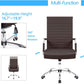 Ribbed PU Leather Office Chair With Arms Brown Adjustable