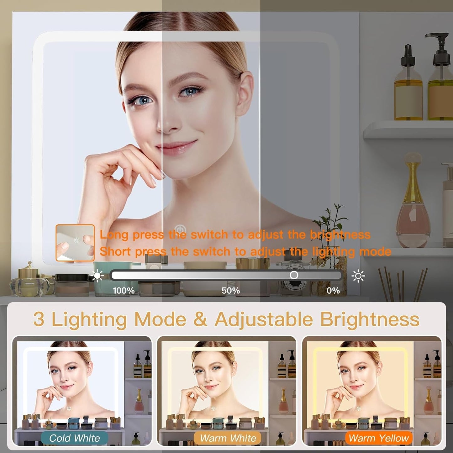 Makeup Vanity Desk With Illuminated Mirror Storage