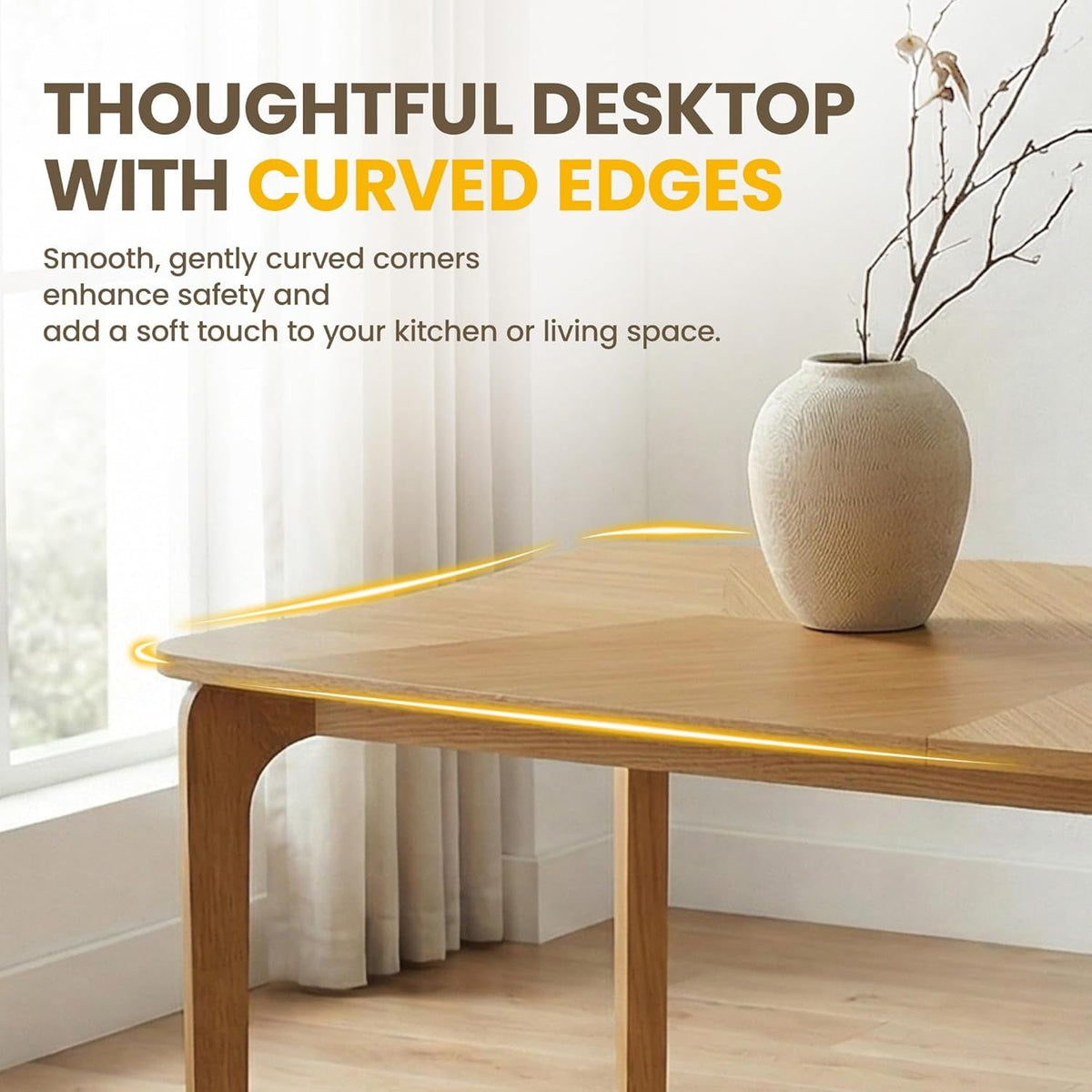 63 Inch Oak Finish Solid Wood Dining Table Contemporary