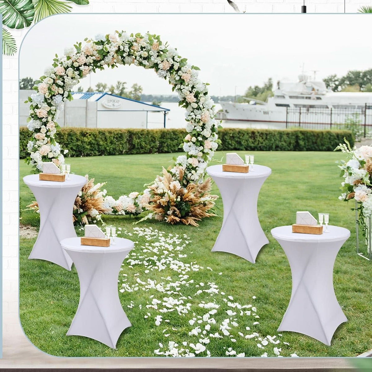 32 Inch White HighTop Collapsible Cocktail Table Set
