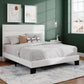 Full Platform Bed Frame Velvet Upholstered Headboard