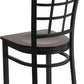 Black Window Back Metal Dining Chair With Walnut Wood Seat