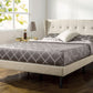 Athena Upholstered Platform Bed Frame With Wing back Headboard Taupe Full
