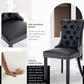 Leather Dining Chairs Set of 2 Black Nailhead Trim