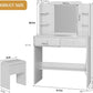 White Vanity Desk With Comprehensive Storage Mirror