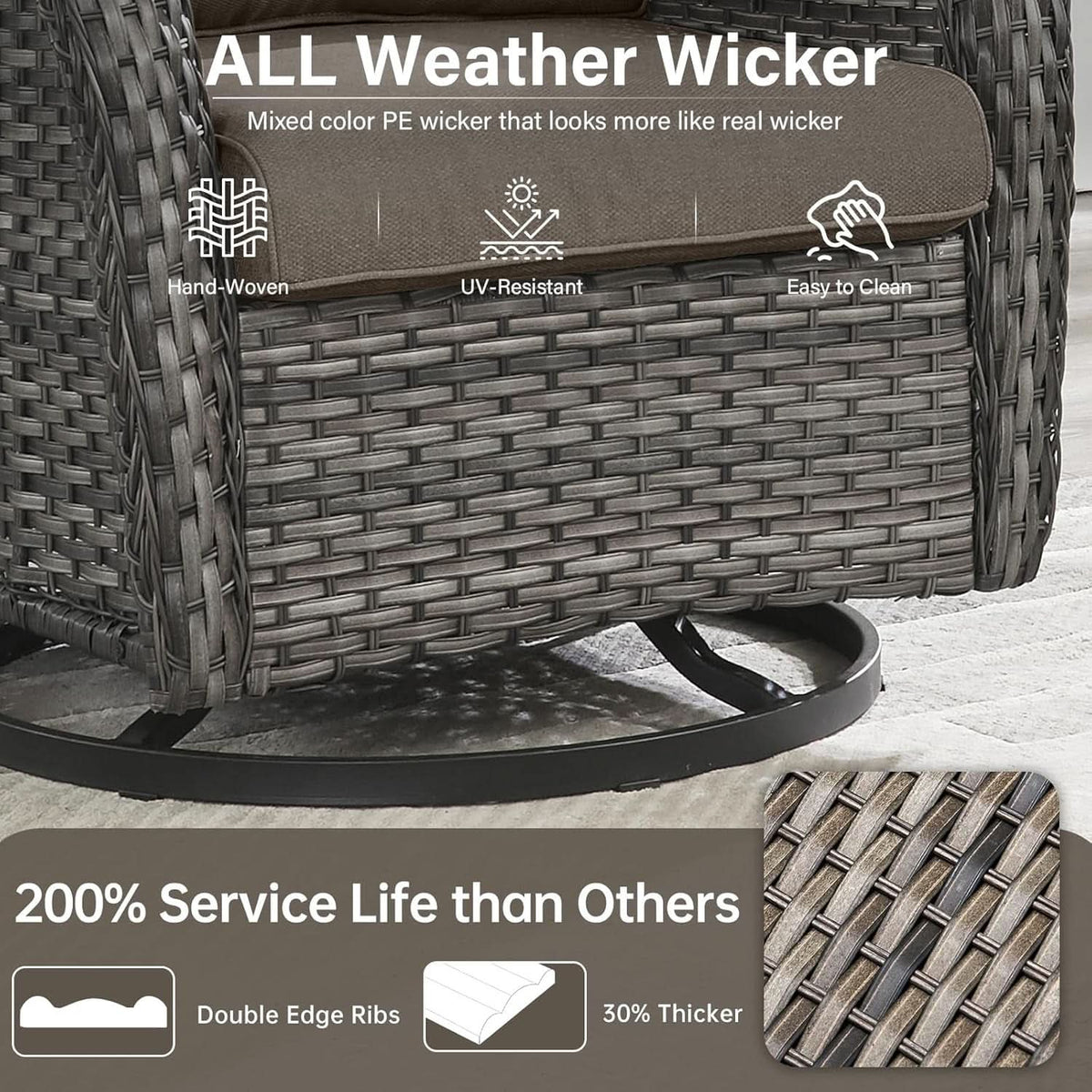 Outdoor Swivel Rocker Patio Chairs Set with Table