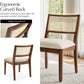 Walnut Rattan Upholstered Dining Chairs Curved Backrest