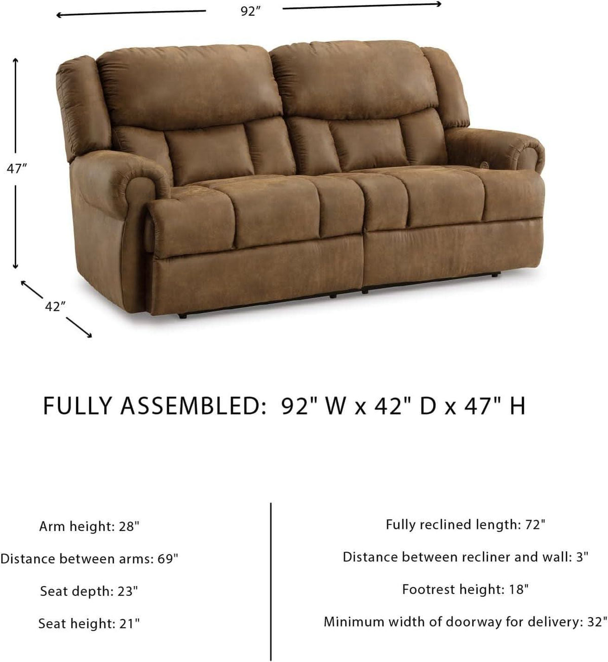 Dark Brown Luxuriously Electric Reclining Sofa USB