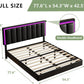 Floating Full Bed Frame with LED Lights and Head board, Black