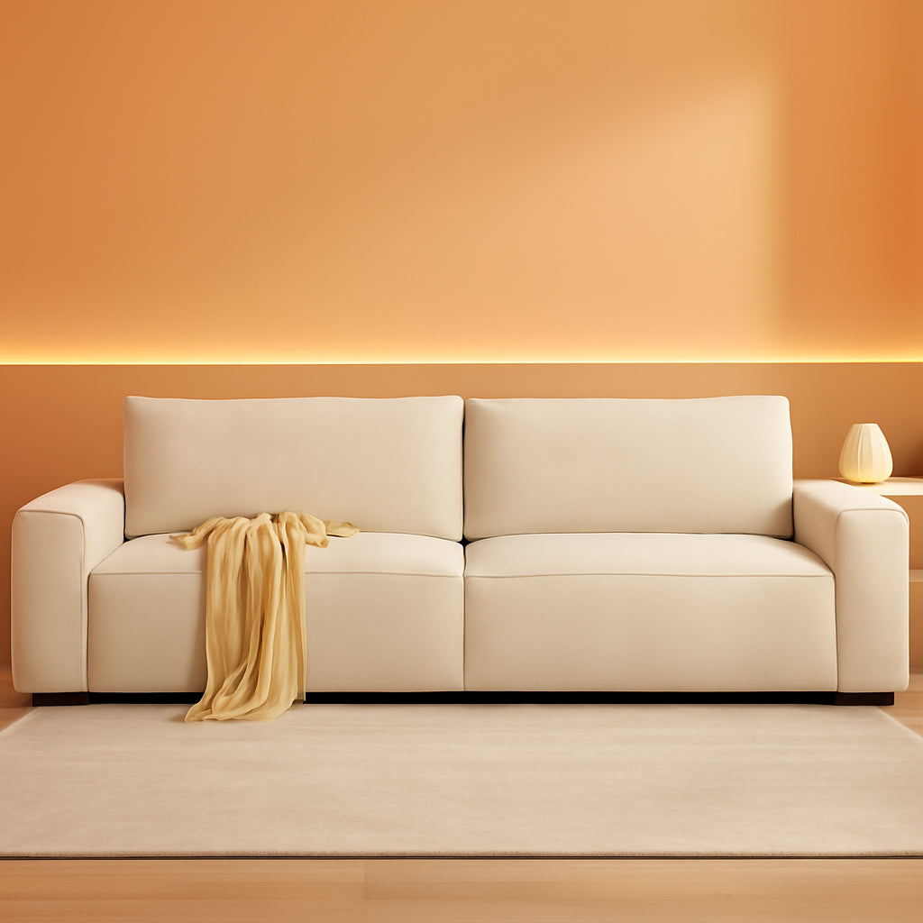 Eighty FiveInch Beige Sofa Modern Living Room Furniture-0