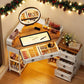 Corner Vanity Desk With Rotating Mirror Illumination