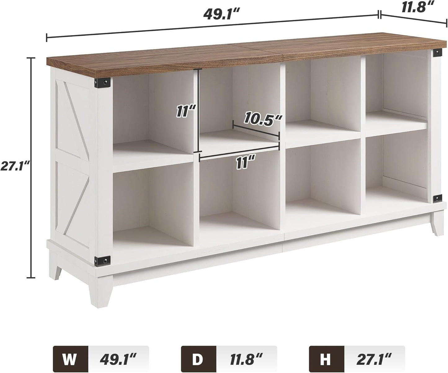 White Farmhouse Eight Cube Storage System Display Shelf
