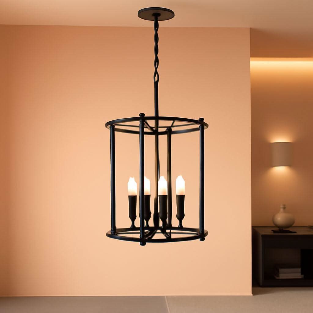 Industrial Black Chandelier Adjustable Height Ceiling Light