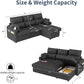 Black L Shaped Sleeper Sofa With Integrated Storage