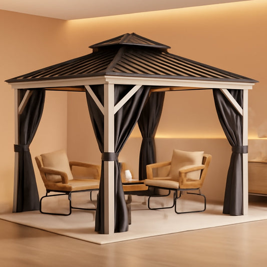10x10Ft Longlasting Hard Top Aluminum White Gazebo