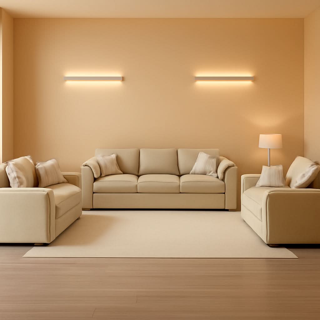 3 Piece Corduroy Sofa Set Camel 3 Seater And 2 Loveseats