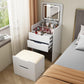 White Compact Vanity Desk Featuring Illuminated Lights