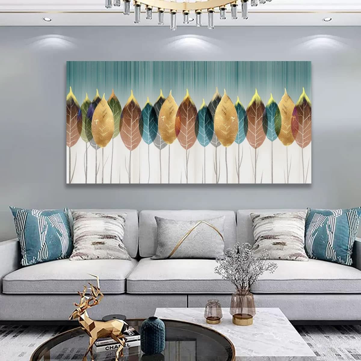 Colorful Leaves Canvas Wall Art 20x40 Inches Abstract