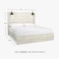 Antiqued Finish Whitewashed King Panel Bed USB Ports