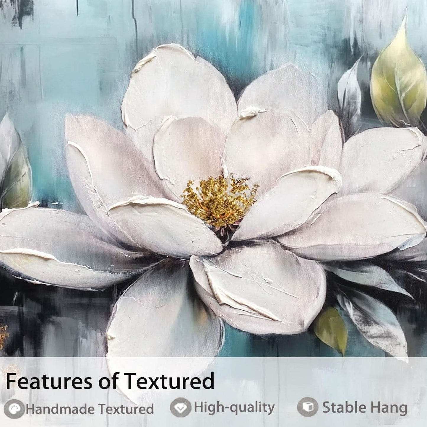 Framed Magnolia Wall Art 40x20 MoonstoneTeal Textured