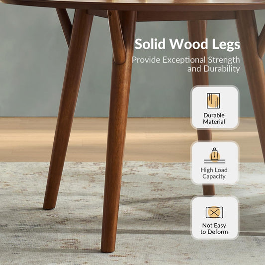 Round Walnut Dining Table Compact Customized Hardwood