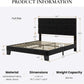 Standard Platform Bed Frame Velvet Headboard Black