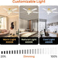 52 Inch Ceiling Fan With Remote Dimmable Lights White Gold