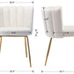 Cream Velvet Upholstered Dining Chairs Goldtone Legs
